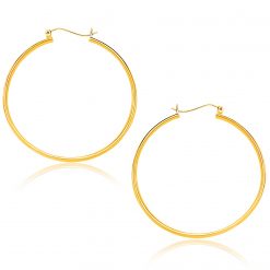 14k Yellow Gold Polished Hoop Earrings (1.5x40mm)