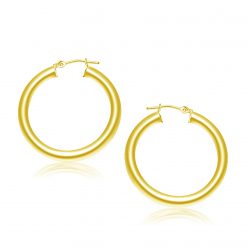 14k Yellow Gold Polished Hoop Earrings (4x30 mm)