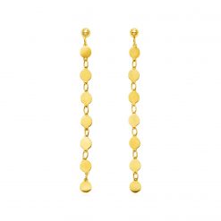 14k Yellow Gold Post Dangle Earrings with Polished Circles