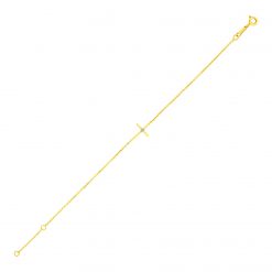 14k Yellow Gold 5 1/2 inch Childrens Bracelet with Cross
