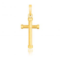 14k Yellow Gold Cross Pendant with Rounded Ends