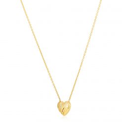 14k Yellow Gold High Polish Scribbles Heart Necklace