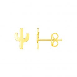 14K Yellow Gold Petite Cactus Earrings