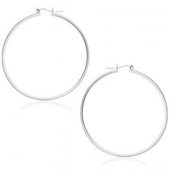 14k White Gold Polished Hoop Earrings (1.5x45mm)