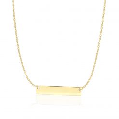 14k Yellow Gold Smooth Flat Horizontal Bar Style Necklace