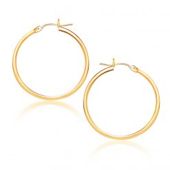 14k Yellow Gold Polished Hoop Earrings (1.5x25mm)