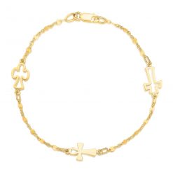 14k Yellow Gold Symbolic Cross Bracelet