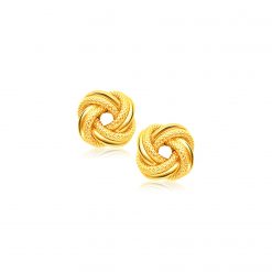 14k Yellow Gold Intertwined Love Knot Stud Earrings