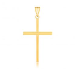 14k Yellow Gold Polished Flat Cross Pendant