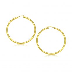 14k Yellow Gold Polished Hoop Earrings (3x30mm)