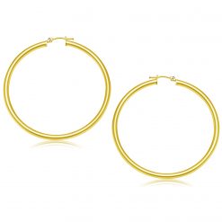 14k Yellow Gold Polished Hoop Earrings (3x50mm)