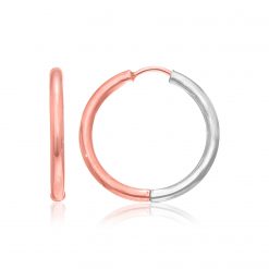 14k Rose & White Gold Hinged Hoop Earrings(2.5x20mm)