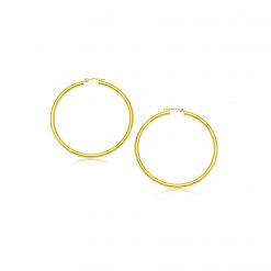 14k Yellow Gold Polished Hoop Earrings (3x20mm)