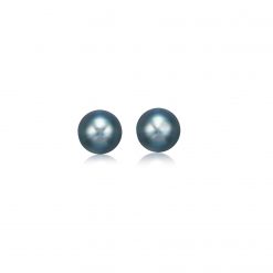 14k Yellow Gold Cultured Black Pearl Stud Earrings (6mm)