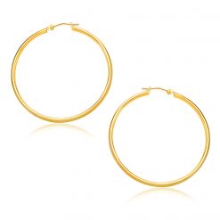14k Yellow Gold Polished Hoop Earrings (1.5x30mm)