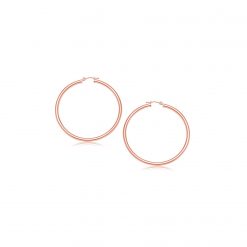 14k Rose Gold Polished Hoop Earrings (3x15mm)
