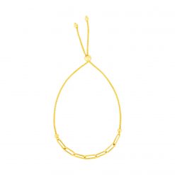 14K Yellow Gold Adjustable Bracelet with Paperclip Chain
