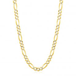14K Yellow Gold Solid Pave Figaro Chain (5.90 mm)