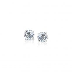 14k White Gold 3mm Faceted White Cubic Zirconia Stud Earrings