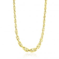 Polished Double Oval Link Chain Necklace in 14k Yellow Gold