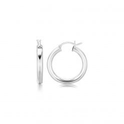 Sterling Silver Rhodium Plated Thick Style Polished Hoop Earrings (4x25mm)