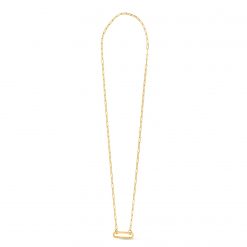 14k Yellow Gold Elongated Link Paperclip Necklace