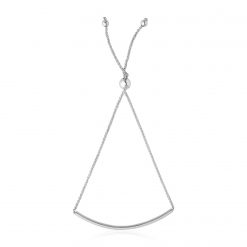 14k White Gold Smooth Curved Bar Lariat Design Bracelet