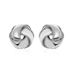 Textured and Polished Love Knot Earrings in Sterling Silver(13mm)
