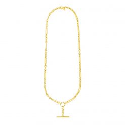 14k Yellow Gold Alternating Oval and Round Chain Necklace with Toggle
