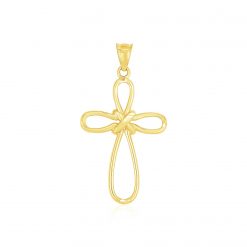 14k Yellow Gold Looped Knot Style Cross Pendant
