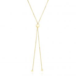 14k Yellow Gold Adjustable Heart Style Lariat Necklace