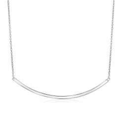 Sterling Silver Polished Curved Bar Necklace