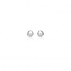 14k White Gold Spherical Stud Earrings (7.0 mm)