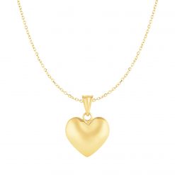 Puffed Heart Pendant in 10k Yellow Gold