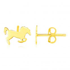 14K Yellow Gold Horse Earrings