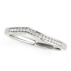 14k White Gold Modern Curved Design Diamond Wedding Band (1/10 cttw)