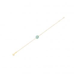 14k Yellow Gold Blue Evil Eye Bracelet
