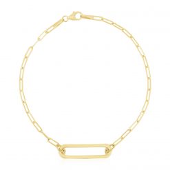 14k Yellow Gold High Polish Open Straight Paperclip Bracelet