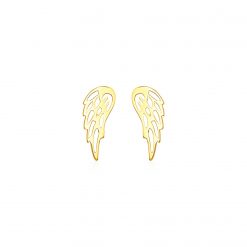 14k Yellow Gold Polished Wing Post Earrings
