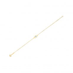 14k Yellow Gold MOP Evil Eye Bracelet