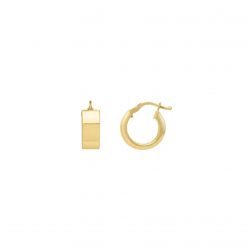 14k Yellow Gold Medium Square Tube Hoops Earrings