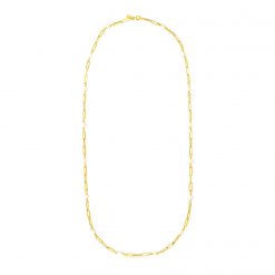 14k Yellow Gold Paperclip Chain and Pearl Necklace