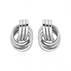 Polished Love Knot Earrings with Interlocking Rings in Sterling Silver(15mm)