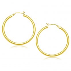 10k Yellow Gold Polished Hoop Earrings (3x40mm)