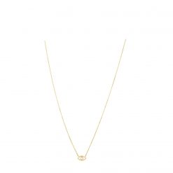 14k Yellow Gold Pearl Evil Eye Necklace