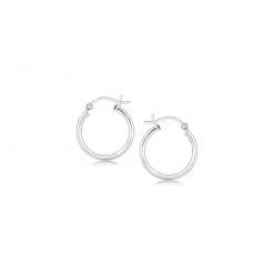Polished Sterling Silver and Rhodium Plated Hoop Earrings (2x15mm)