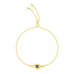 14k Yellow Gold Adjustable Evil Eye Bracelet