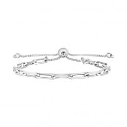 Sterling Silver Paperclip Chain Adjustable Bracelet