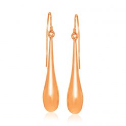 14k Rose Gold Long Polished Teardrop Dangling Earrings