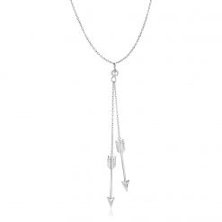 Sterling Silver 18 inch Lariat Necklace with Two Arrows